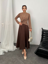 Beli Lastikli Scuba Kumaş Kloş Etek 8936 - Kahverengi